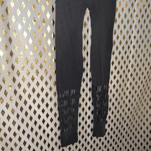 Adidas by Stella McCartney Warp Knit Leggings goth fishnet grey cutouts size S - Picture 9 of 10